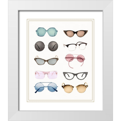 Vintage Glasses II White Modern Wood Framed Art Print with Double Matting by Designs, CAD