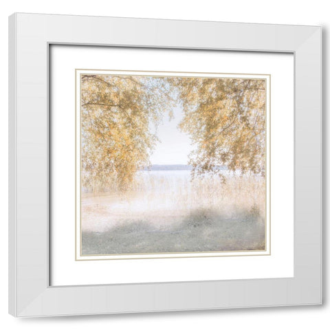 Friendly Lake White Modern Wood Framed Art Print with Double Matting by Weisz, Irene