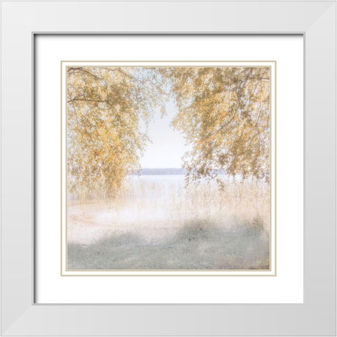 Friendly Lake White Modern Wood Framed Art Print with Double Matting by Weisz, Irene