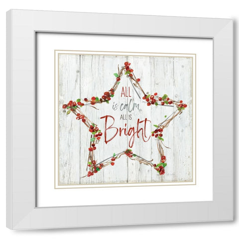 Bright Star Wreath White Modern Wood Framed Art Print with Double Matting by Swatland, Sally