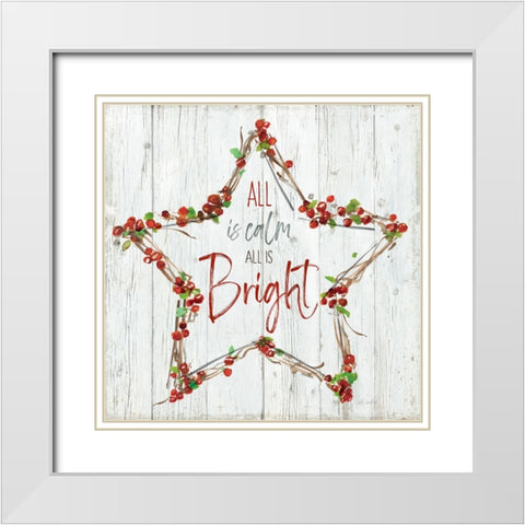 Bright Star Wreath White Modern Wood Framed Art Print with Double Matting by Swatland, Sally