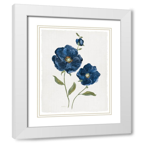 Blue Poppies White Modern Wood Framed Art Print with Double Matting by Robinson, Carol
