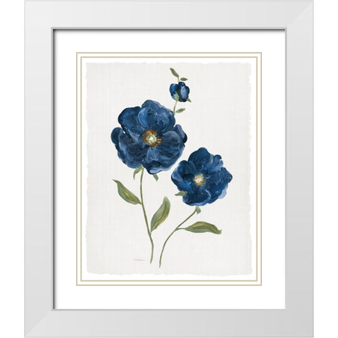 Blue Poppies White Modern Wood Framed Art Print with Double Matting by Robinson, Carol