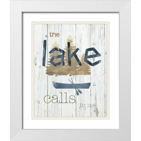 The Lake Calls to Me White Modern Wood Framed Art Print with Double Matting by Nan