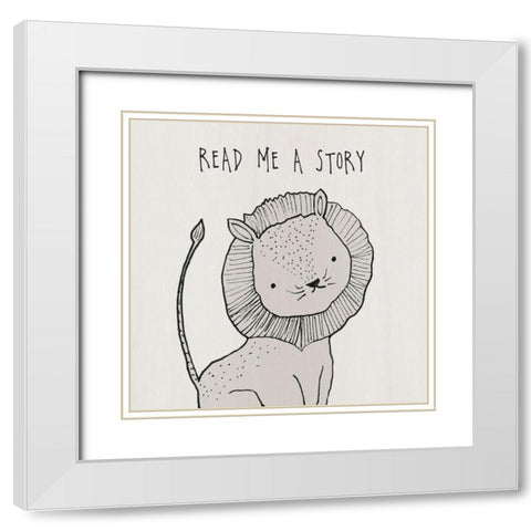 Read Me A Story White Modern Wood Framed Art Print with Double Matting by Jill, Susan