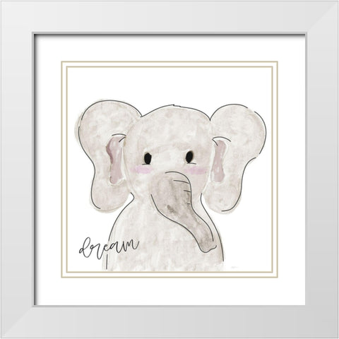 Dream Elephant White Modern Wood Framed Art Print with Double Matting by Carpentieri, Natalie