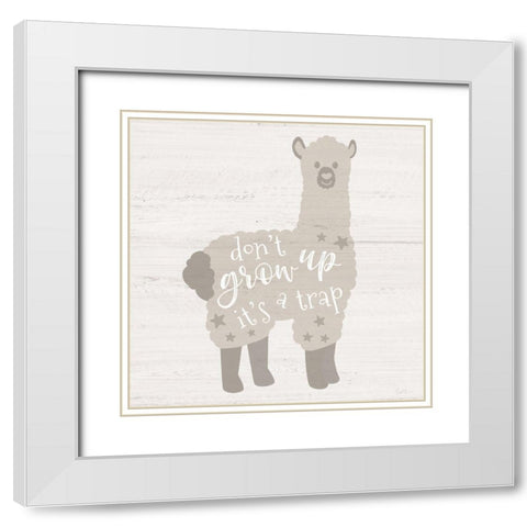 Dont Grow Up White Modern Wood Framed Art Print with Double Matting by Carpentieri, Natalie
