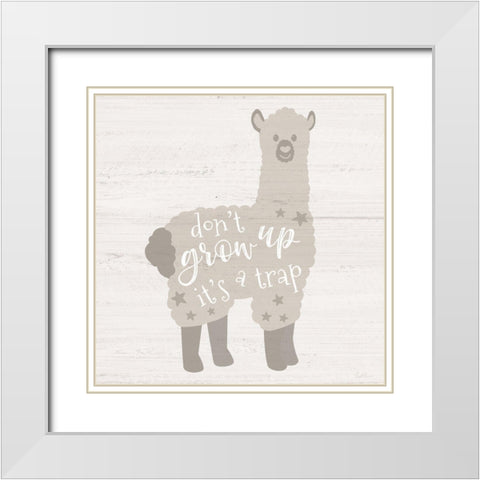 Dont Grow Up White Modern Wood Framed Art Print with Double Matting by Carpentieri, Natalie