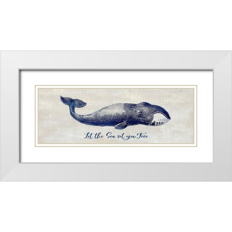 Let The Sea Set You Free White Modern Wood Framed Art Print with Double Matting by Jill, Susan