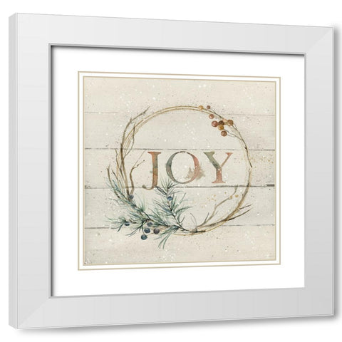 Wreath of Joy White Modern Wood Framed Art Print with Double Matting by Robinson, Carol