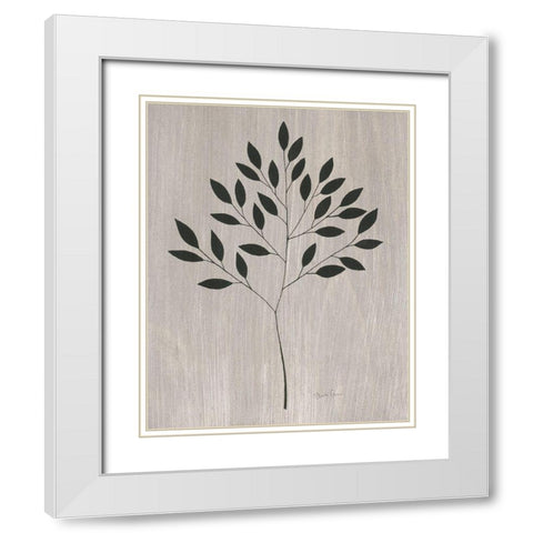 Leaves and Wood I White Modern Wood Framed Art Print with Double Matting by Gunn, Kourtni