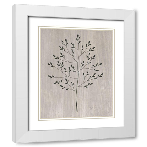 Leaves and Wood II White Modern Wood Framed Art Print with Double Matting by Gunn, Kourtni