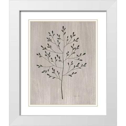 Leaves and Wood II White Modern Wood Framed Art Print with Double Matting by Gunn, Kourtni