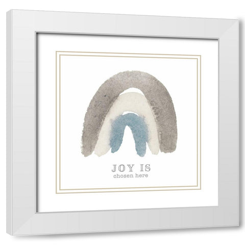 Joy Rainbow White Modern Wood Framed Art Print with Double Matting by Gunn, Kourtni