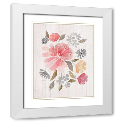Loose Peonies I White Modern Wood Framed Art Print with Double Matting by Gunn, Kourtni