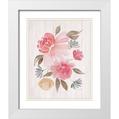 Loose Peonies II White Modern Wood Framed Art Print with Double Matting by Gunn, Kourtni