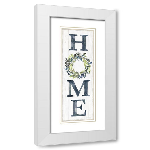 Blue Home Wreath White Modern Wood Framed Art Print with Double Matting by Brockmon, Kristen