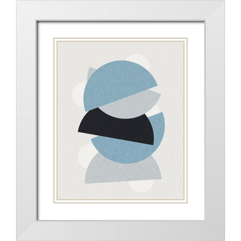 Shapely Blues I White Modern Wood Framed Art Print with Double Matting by Santiago, Daniela
