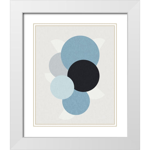 Shapely Blues II White Modern Wood Framed Art Print with Double Matting by Santiago, Daniela