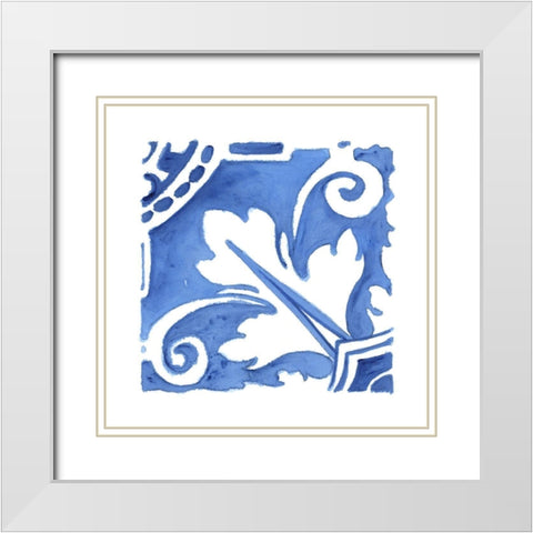 Blue Wash Tile I White Modern Wood Framed Art Print with Double Matting by Tava Studios