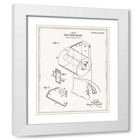 Toilet Paper Patent II White Modern Wood Framed Art Print with Double Matting by Donovan, Kelly