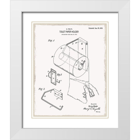 Toilet Paper Patent II White Modern Wood Framed Art Print with Double Matting by Donovan, Kelly