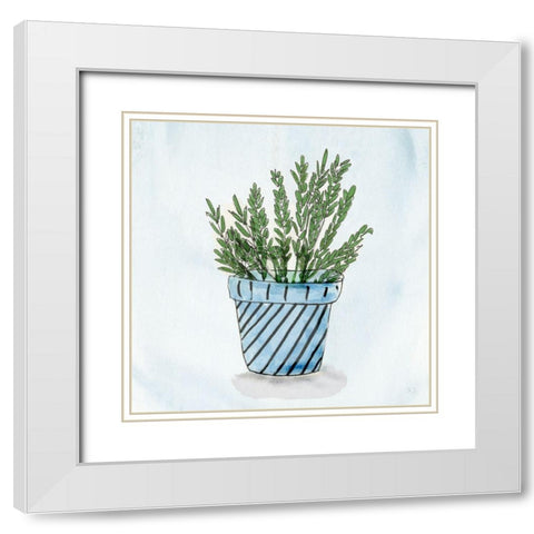 Pot of Herbs II White Modern Wood Framed Art Print with Double Matting by Jill, Susan