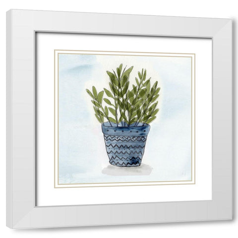 Pot of Herbs III White Modern Wood Framed Art Print with Double Matting by Jill, Susan