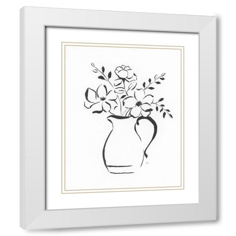 Sketchy Bouquet II White Modern Wood Framed Art Print with Double Matting by Nan