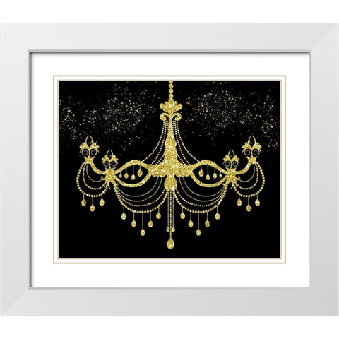 Golden Chandelier White Modern Wood Framed Art Print with Double Matting by Murray, Amanda