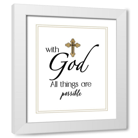 All Things Possible Gold White Modern Wood Framed Art Print with Double Matting by CAD Designs