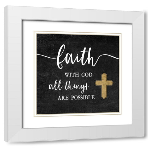 Faith with God Gold White Modern Wood Framed Art Print with Double Matting by Carpentieri, Natalie