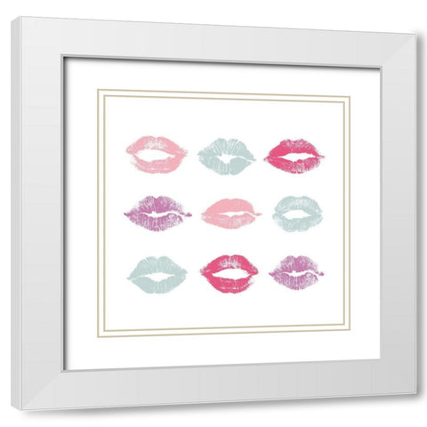 Kisses in Color White Modern Wood Framed Art Print with Double Matting by Robinson, Carol