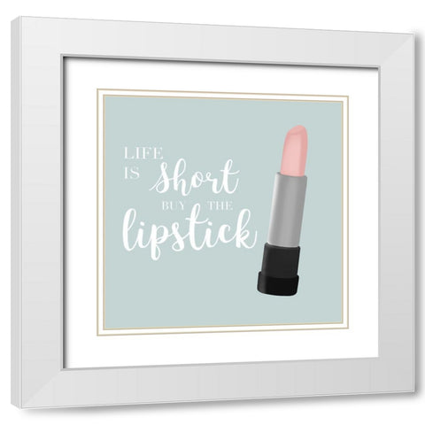 Buy the Lipstick in Teal White Modern Wood Framed Art Print with Double Matting by Carpentieri, Natalie
