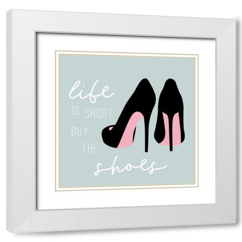 Buy the Shoes in Teal White Modern Wood Framed Art Print with Double Matting by Carpentieri, Natalie