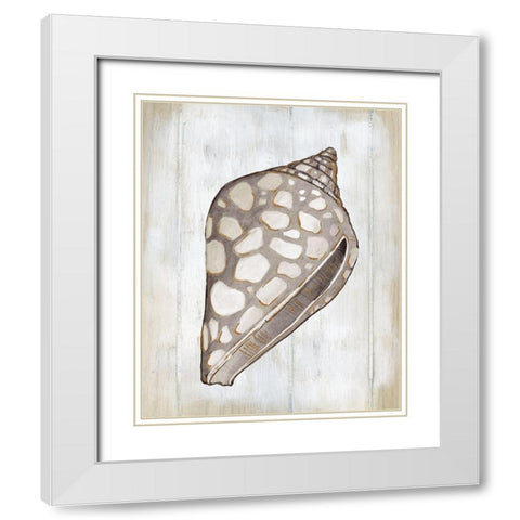 Ocean Cone I White Modern Wood Framed Art Print with Double Matting by Robinson, Carol
