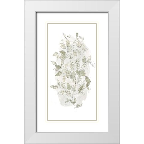 Leafy Branch I White Modern Wood Framed Art Print with Double Matting by Finn, Livi