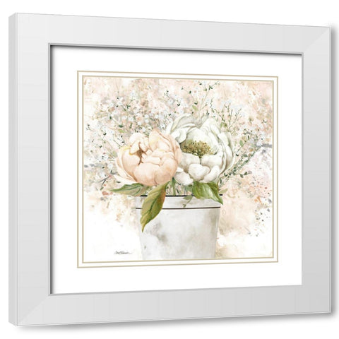 Charming Bouquet I White Modern Wood Framed Art Print with Double Matting by Robinson, Carol