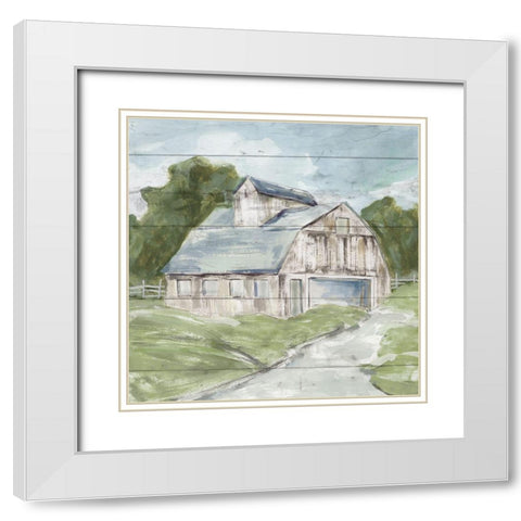 Soft Summer Barn White Modern Wood Framed Art Print with Double Matting by Robinson, Carol