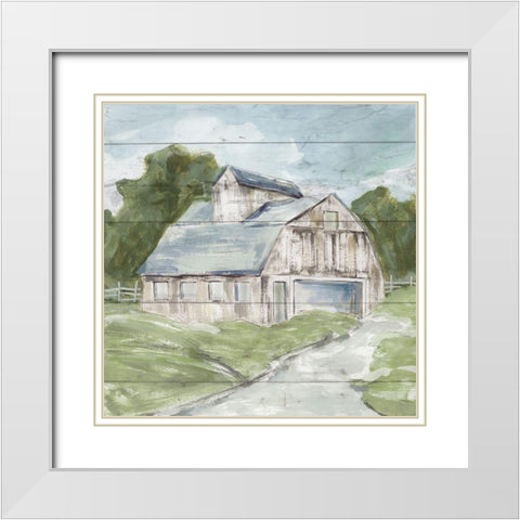 Soft Summer Barn White Modern Wood Framed Art Print with Double Matting by Robinson, Carol