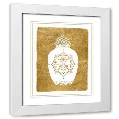 Golden Urn I White Modern Wood Framed Art Print with Double Matting by Tava Studios