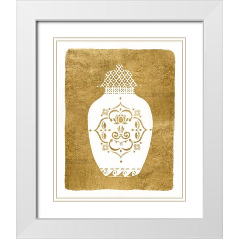 Golden Urn I White Modern Wood Framed Art Print with Double Matting by Tava Studios