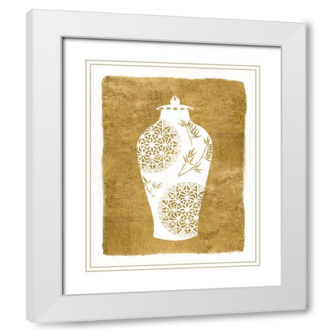 Golden Urn II White Modern Wood Framed Art Print with Double Matting by Tava Studios