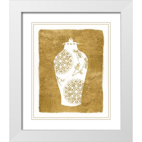 Golden Urn II White Modern Wood Framed Art Print with Double Matting by Tava Studios