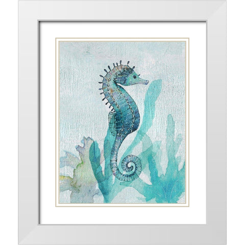 Seahorse I White Modern Wood Framed Art Print with Double Matting by Jill, Susan
