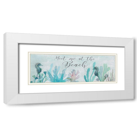 Seahorses and Coral White Modern Wood Framed Art Print with Double Matting by Jill, Susan