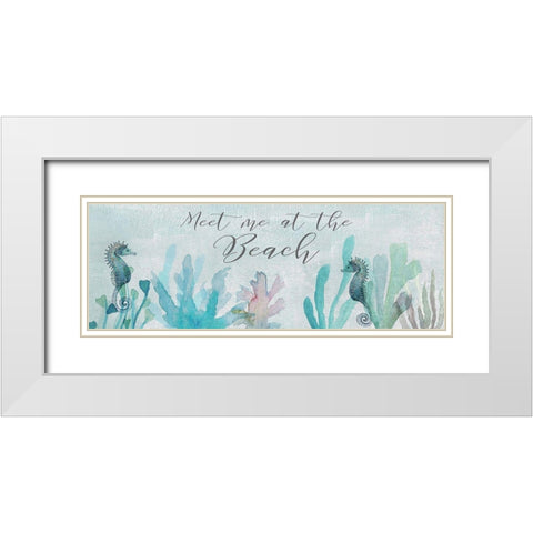 Seahorses and Coral White Modern Wood Framed Art Print with Double Matting by Jill, Susan