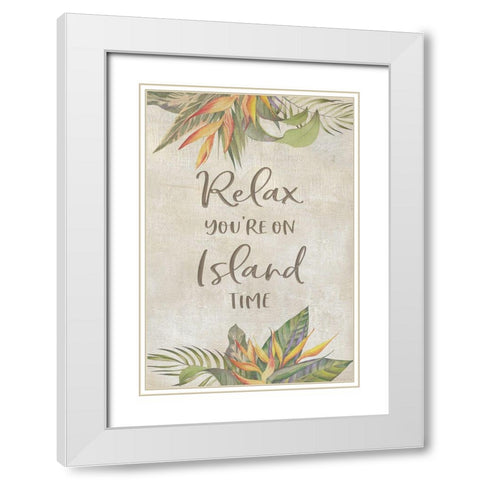 Youre On Island Time White Modern Wood Framed Art Print with Double Matting by CAD Designs