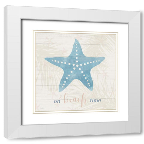 On Beach Time White Modern Wood Framed Art Print with Double Matting by Carpentieri, Natalie