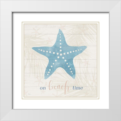 On Beach Time White Modern Wood Framed Art Print with Double Matting by Carpentieri, Natalie